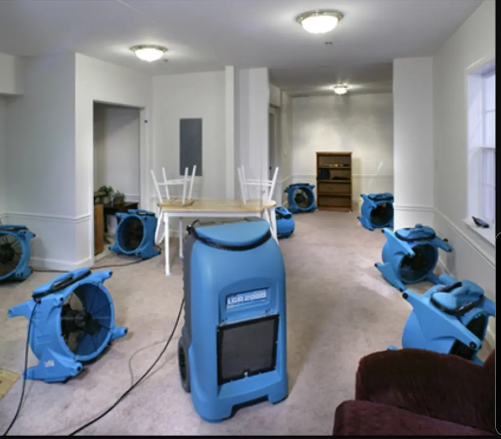 Air movers and dehumidifier setup for Water Extraction & Removal in Macedon